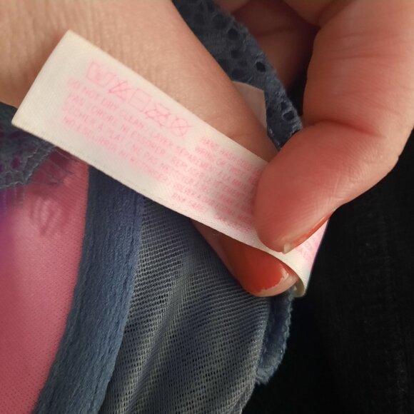 PINK VICTORIA'S SECRET Gray Blue Oasis Eyelash Lace High Neck Push Up Bralette - Picture 6 of 6